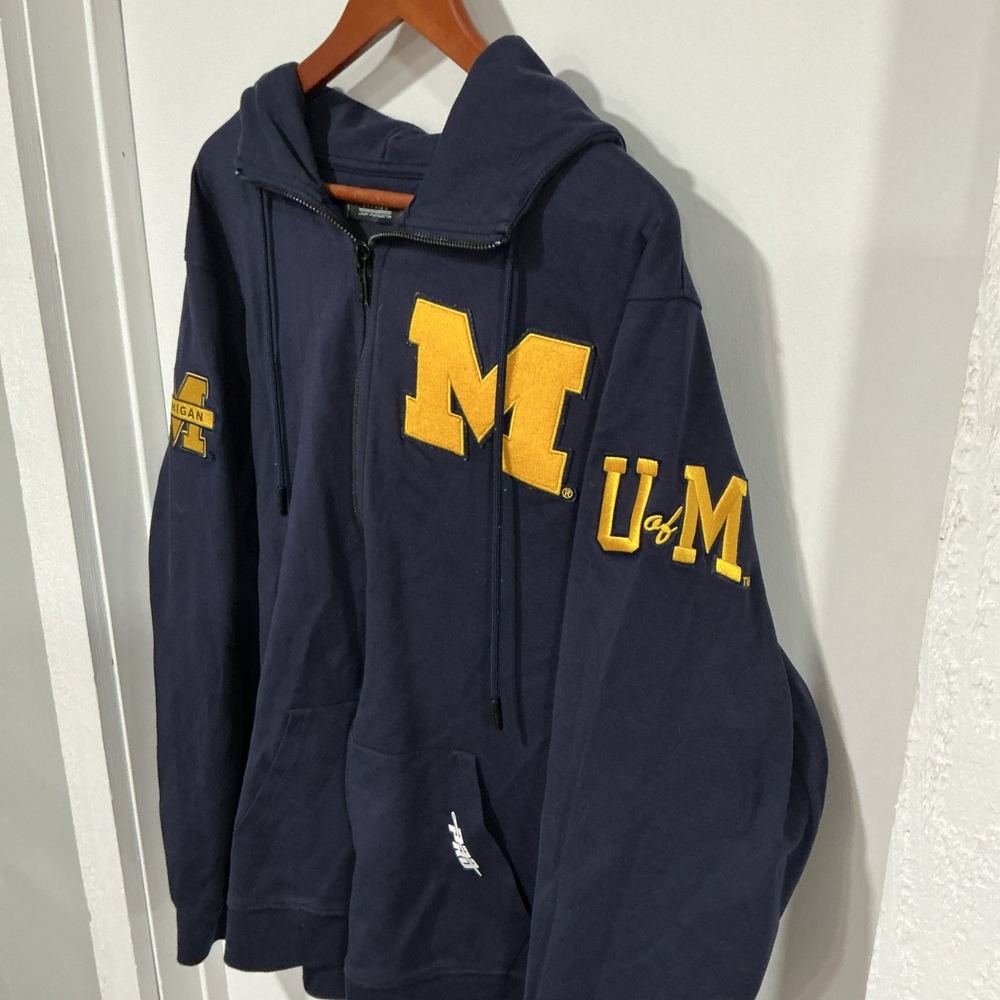 University Of Michigan Wolverines Pro Standard Classic Zip Up Hoodie, Men's 2XL - Picture 2 of 9